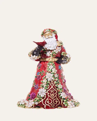 JAY STRONGWATER FLORAL SANTA 14K GOLD-PLATED AND CRYSTAL FIGURE
