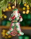 Jay Strongwater Floral Santa Christmas Ornament In Multi
