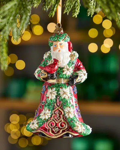Jay Strongwater Floral Santa Christmas Ornament In Multi