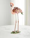 Jay Strongwater Flowery Flamingo Figurine In Pink