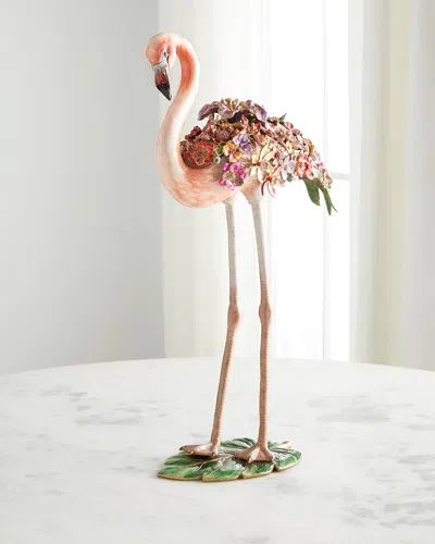 JAY STRONGWATER FLOWERY FLAMINGO FIGURINE