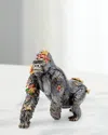Jay Strongwater Gorilla With Flowers And Butterflies Figurine In Gray
