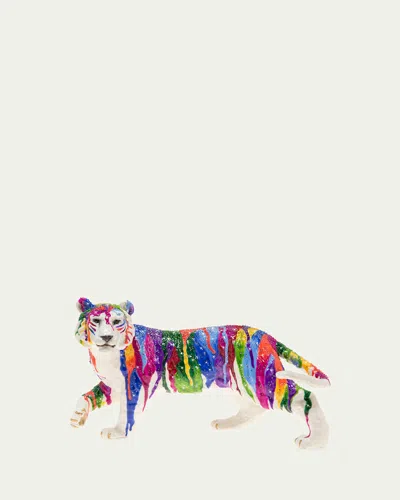 Jay Strongwater Grand Jewel Tiger Figurine In Orange