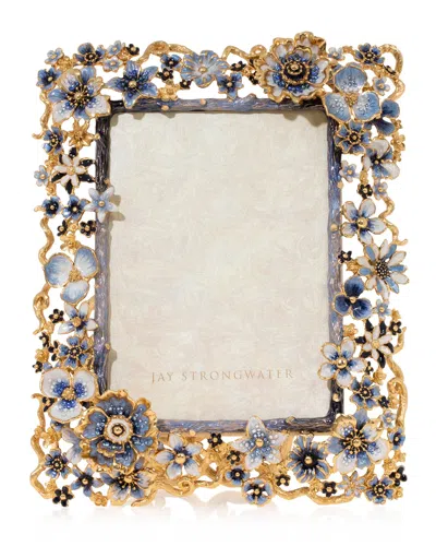 Jay Strongwater Indigo Cluster Flower Frame, 5" X 7" In Multi