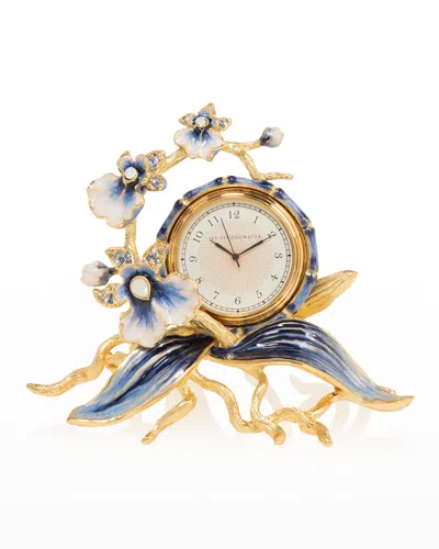 Jay Strongwater Orchid Clock - Delft Garden In Blue