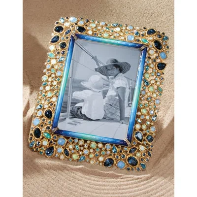 Jay Strongwater Javier Bejeweled 5" X 7" Frame In Blue
