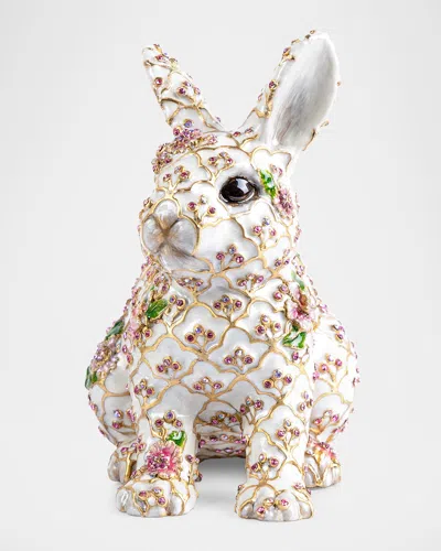 Jay Strongwater Jing Floral Rabbit Figurine In White