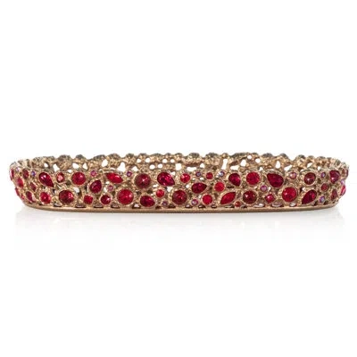 Jay Strongwater Julius Bejeweled Tray In Red