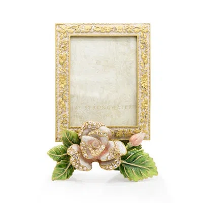 Jay Strongwater Kaylee 3" X 4" Rose Frame In Green;gold;cream;blush