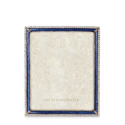 Jay Strongwater Laetitia Stone Edge 8" X 10" Frame - Delft Garden In Blue