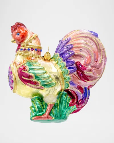Jay Strongwater Lavish Rooster Christmas Ornament In Multi