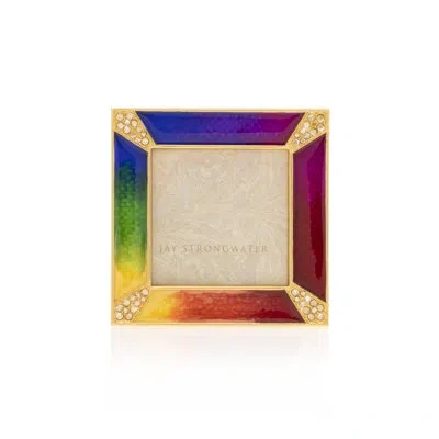 Jay Strongwater Leland Pavé Corner 2" Frame In Gold,purple,green