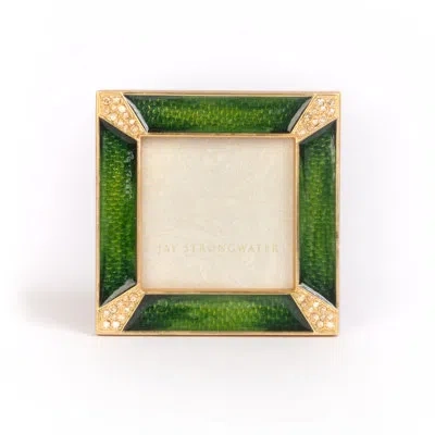 Jay Strongwater Leland Pave Corner 2" Square Frame In Green