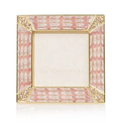 Jay Strongwater Leland Pave Corner 2" Square Frame In Pink;gold