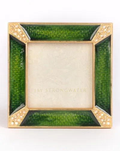 Jay Strongwater Leland Pave Corner Square Picture Frame, Emerald - 2" X 2" In Green