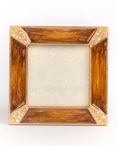 Jay Strongwater Leland Pave Corner Square Picture Frame, Medium Brown