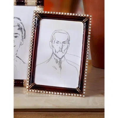 Jay Strongwater Lorraine Stone Edge 4" X 6" Frame In Brown