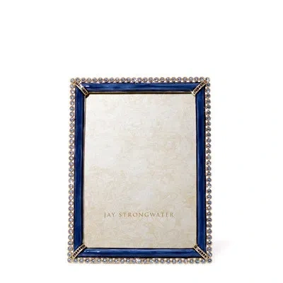 Jay Strongwater Lucas Stone Edge 5" X 7"  Frame Delft Garden In Blue