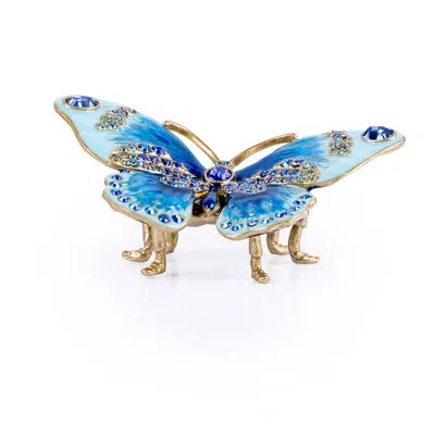 Jay Strongwater Madam Small Buttefly Objet In Blue;gold