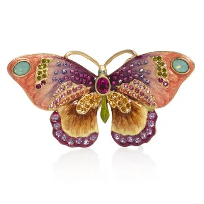 Jay Strongwater Madame Butterfly Small Figurine In Purple,yellow,pink