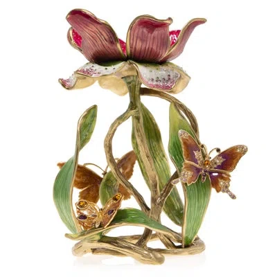 Jay Strongwater Meredith Floral 9" Pillar Candle Holder