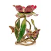 Jay Strongwater Meredith Floral Pillar Candle Holder In Multi