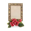 Jay Strongwater Night Bloom Rose 3" X 4" Picture Frame In Multi