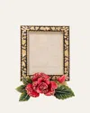 Jay Strongwater Night Bloom Rose Frame, 3" X 4" In Red/blk