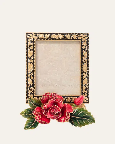 Jay Strongwater Night Bloom Rose Frame, 3" X 4" In Red/blk