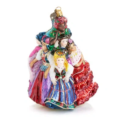 Jay Strongwater Nine Ladies Dancing Glass Hanging Figurine Ornament In Blue;red;pink