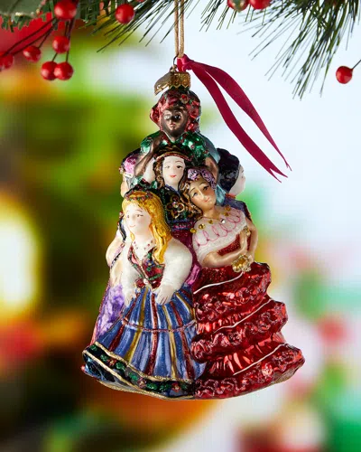 Jay Strongwater Nine Ladies Dancing Glass Ornament In Multi