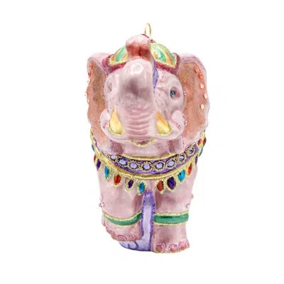 Jay Strongwater Opulent Elephant Ornament In Green;red;pink;purple;gold
