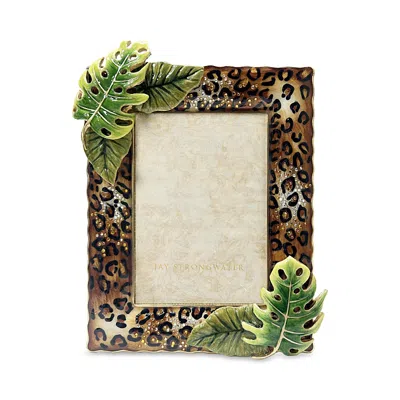 Jay Strongwater Orion Leopard Print And Palm Leaf, 5 X 7 In Multi