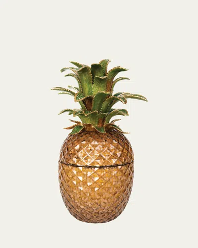 Jay Strongwater Palm Leaf Jeweled Glass Jar In Brown