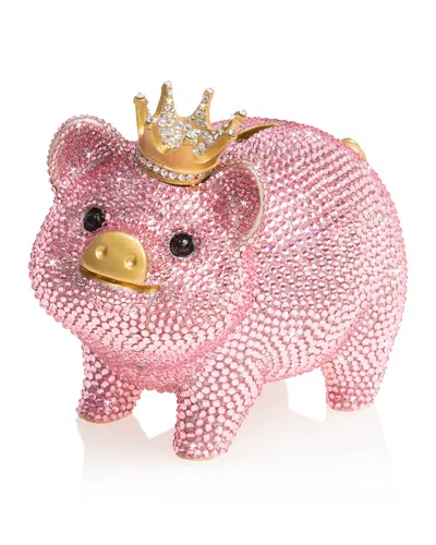 Jay Strongwater Pave Piggy Bank With Crown In Pink