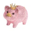 Jay Strongwater Pave Piggy Bank With Crown In Pink