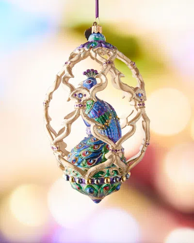 Jay Strongwater Peacock Egg Christmas Ornament In Jewel