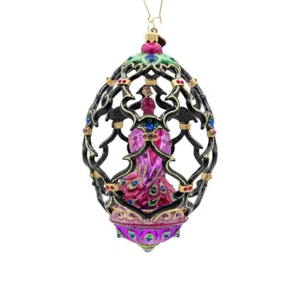 Jay Strongwater Peacock Egg Ornament In Black;blue;green;pink;purple;gold