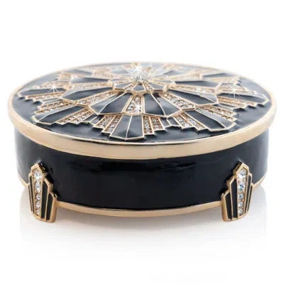 Jay Strongwater Pearl Art Deco Box In Black;gold