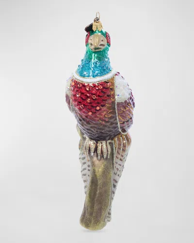 Jay Strongwater Pheasant Glass Christmas Ornament In Multi