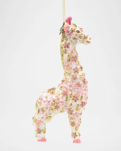 Jay Strongwater Pink Floral Giraffe Christmas Ornament In Multi