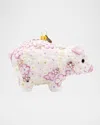 Jay Strongwater Pink Floral Piggy Christmas Ornament In Multi