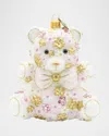 Jay Strongwater Pink Floral Teddy Christmas Ornament In Multi