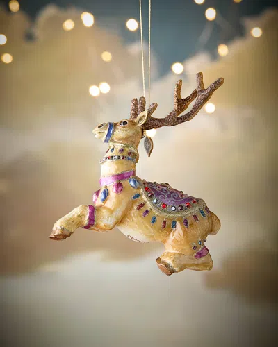 Jay Strongwater Prancer Reindeer Glass Christmas Ornament In Brown