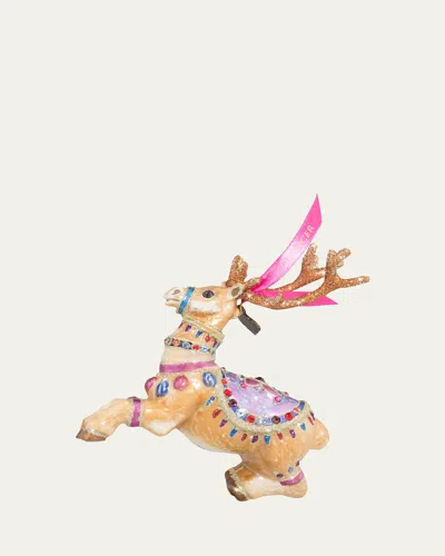 Jay Strongwater Prancer Reindeer Glass Christmas Ornament In Multi