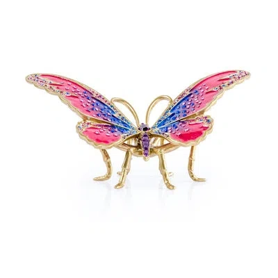 Jay Strongwater Puccini Large Butterfly Objet In Blue;pink;purple;gold