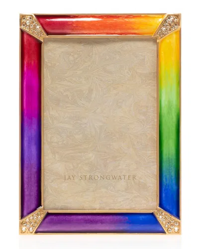 Jay Strongwater Rainbow Pave Corner Frame, 4" X 6" In Multi