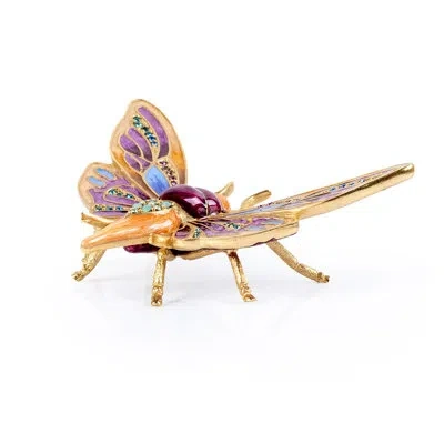 Jay Strongwater Rosey Moth Objet In Blue;purple;gold;teal;amber