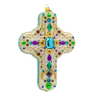 Jay Strongwater Sacred Jewel Cross Ornament In Multi