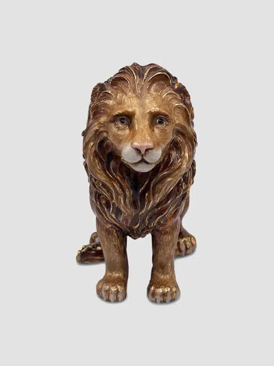 Jay Strongwater Safari Mira Majestic Lion Box In Brown